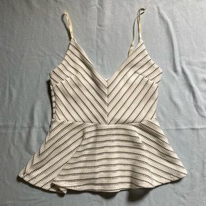Cute Peplum White Striped Tank Size S